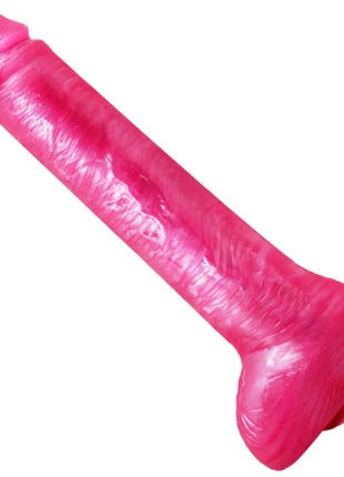 Pink silikon dildo mit strukturierter oberfläche und abgerundetem kopf von baile mit saugnapf