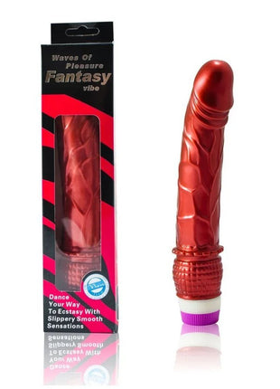 Baile realistischer roter vibrator 23 cm mit rotem metallischem fantasieeffekt und violett texturierter oberfläche
