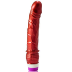 Roter metallischer vibrator von baile 23 cm mit vibrierten strukturierten rillen und lila basis