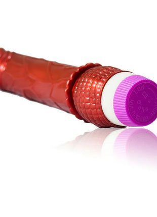 Baile realistischer roter vibrator 23 cm aus silikon mit strukturiertem stiel und lila weißem endkappe mit modussteuerung