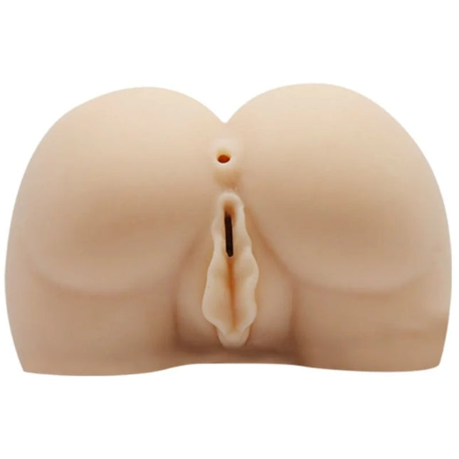 Beige silikon butt plug mit realistischem anatomischem design und zentraler öffnung aus dem produkt baile realistische vagina und anus