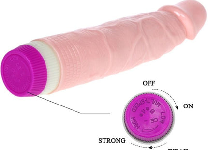 Baile realistischer vibrator für anfänger 21,5 cm aus pinkem silikon mit lila texturierter kappe und einstellbaren geschwindigkeiten