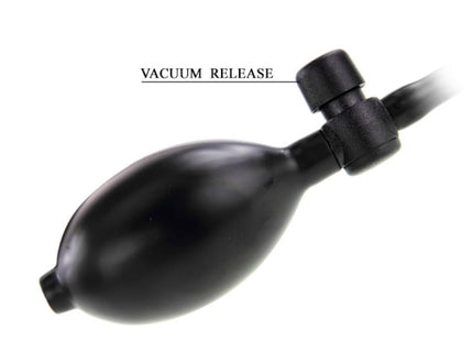 Schwarze gummiballpumpe mit vakuumablassventil und schlauch für den baile realistischer vibrierender aufblasbarer dildo 18.8 cm