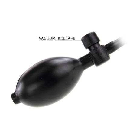 Schwarze gummiballpumpe mit vakuumablassventil und schlauch für den baile realistischer vibrierender aufblasbarer dildo 18.8 cm