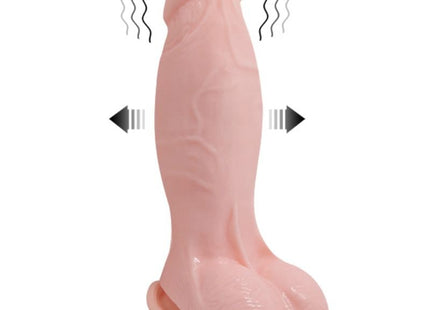 Baile realistischer vibrierender und aufblasbarer dildo 18.8 cm aus pinkem silikon mit schwarzem kabel am sockel