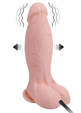 Baile realistischer vibrierender und aufblasbarer dildo 18.8 cm aus pinkem silikon mit schwarzem kabel am sockel