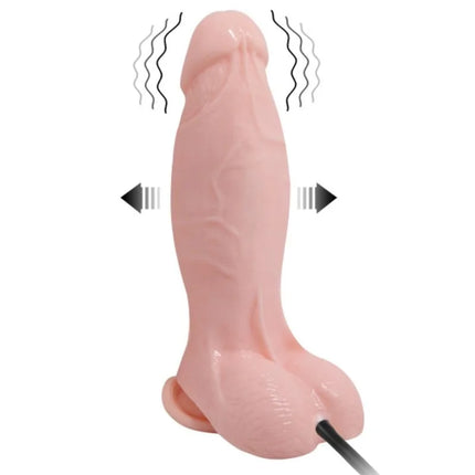 Baile realistischer vibrierender und aufblasbarer dildo 18.8 cm aus pinkem silikon mit schwarzem kabel am sockel