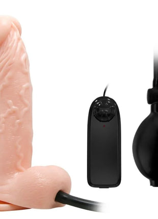 Rosafarbener baile realistischer silikon dildo mit texturierter oberfläche, vibrierend und aufblasbar, mit schwarzem netzkabel, fernbedienung und pumpe