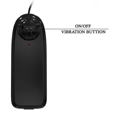 Schwarzer kunststoff handvibrator mit rundem kopf und an aus vibrationsknopf von baile realistischer dildo