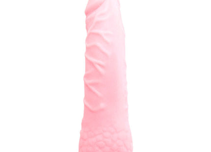 Pinkes silikon vibratorspielzeug mit strukturierten rillen und breitem grund aus der mangaserie baile realistisches erweiterungscover