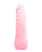 Pinkes silikon vibratorspielzeug mit strukturierten rillen und breitem grund aus der mangaserie baile realistisches erweiterungscover