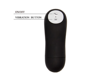 Schwarzer silikon-fernbedienbarer vibrator mit rundem design und zwei kreisförmigen tasten oben von baile