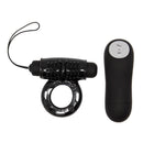 Schwarzer silikon vibrierender ring mit strukturierter rolle und passender fernbedienung von BAILE 20V