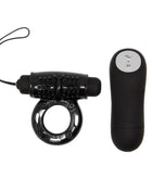 Schwarzer silikon vibrierender ring mit strukturierter rolle und passender fernbedienung von BAILE 20V