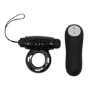 Schwarzer silikon vibrierender ring mit strukturierter rolle und passender fernbedienung von BAILE 20V