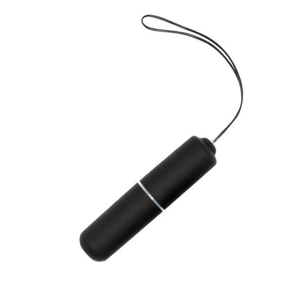 Schwarzer zylindrischer baile ring fernbedienung vibrator mit silbernem akzentband und schwarzem kabel