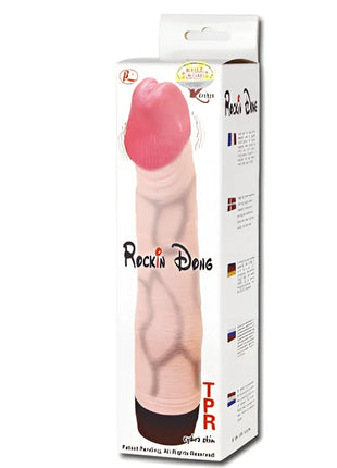 Pink und hautfarbener tpr silikon penisadult toy in weißer verpackung rockin dong von baile