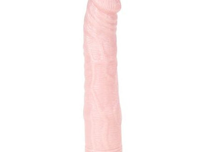 Rosa silikon dildo mit strukturierter oberfläche und rot-lila basis von BAILE rockin dong penis cyber skin I