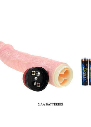 Rosa silikon massagestab mit strukturierter oberfläche und schwarzer batterieabdeckung von baile rockin dong penis cyber skin i