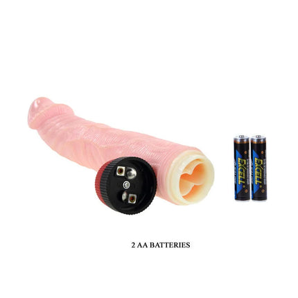 Rosa silikon massagestab mit strukturierter oberfläche und schwarzer batterieabdeckung von baile rockin dong penis cyber skin i