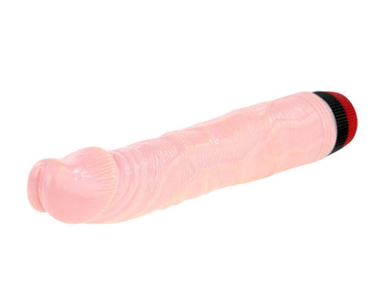 Rosa silikon vibrierender penis mit strukturierter oberfläche und rot schwarz abgeschlossener spitze von baile