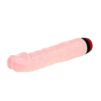 Rosa silikon vibrierender penis mit strukturierter oberfläche und rot schwarz abgeschlossener spitze von baile