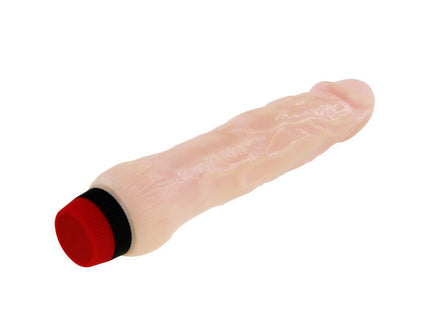 Pink vibrierender silikon-dildo mit rotem und schwarzem verschluss von baile rockin dong penis cyber skin ii