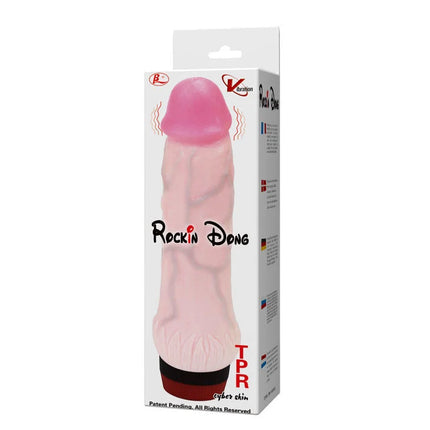 Baile rockin dong penis cyber skin ii vibrierender tpr spielzeug in pink und hautfarben in markenverpackung