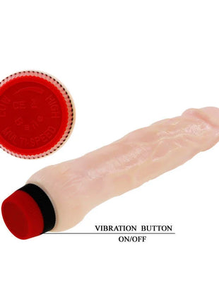Pink silikonvibrator mit roten und schwarzen tasten am boden von baile rockin dong penis cyber skin ii