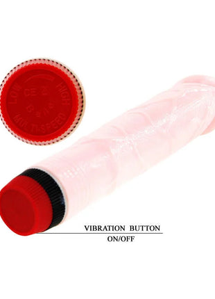 Pink transparenter silikon vibrierender dildo mit roten deckeln und schwarzem griffband von BAILE Rockin Dong Penis Cyber Skin III