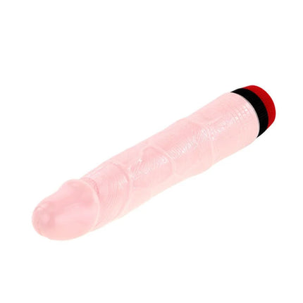 Pink transluzentes silikonspielzeug mit rot schwarz gestreiftem deckel baile rockin dong penis cyber skin iii