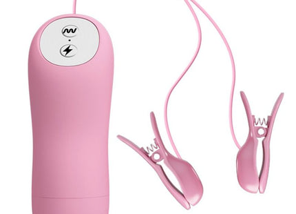 Pink silikon-fernbedienungs-klemmen mit vibrierender und elektroschock-funktion inkl ladekabel und zwei clips