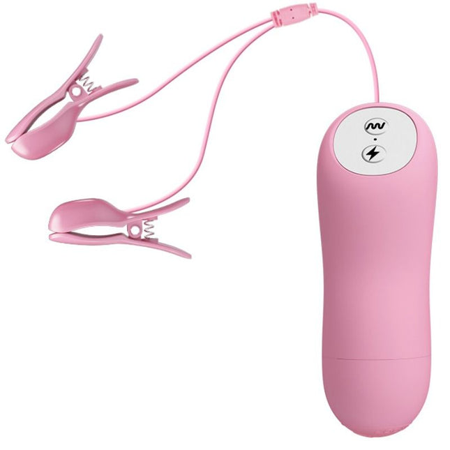 Pink silikon-fernbediente klemmen mit vibration und elektroschock inklusive passender steuerungseinheit von baile