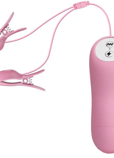 Pink silikon-fernbediente klemmen mit vibration und elektroschock inklusive passender steuerungseinheit von baile