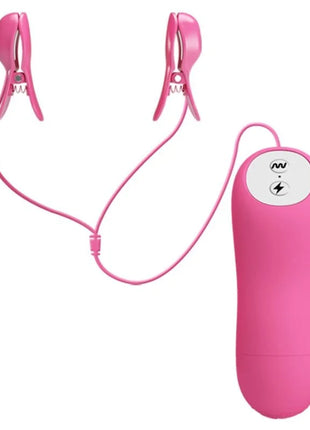 Pink silikon brustwarzenklemmen mit fernbedienung fuchsia elektroschock und vibration von baile