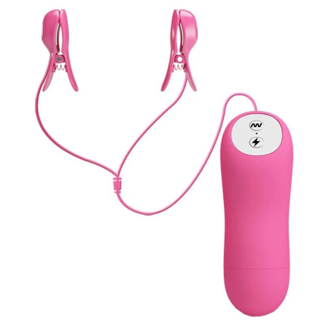 Pink silikon brustwarzenklemmen mit fernbedienung fuchsia elektroschock und vibration von baile