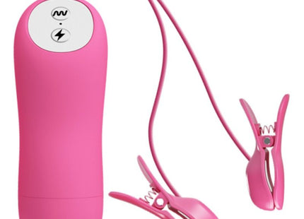 Rosa silikon ferngesteuerter vibrator mit zwei passenden rosa clip aufsätzen aus der baile romantische wellenpizzen serie