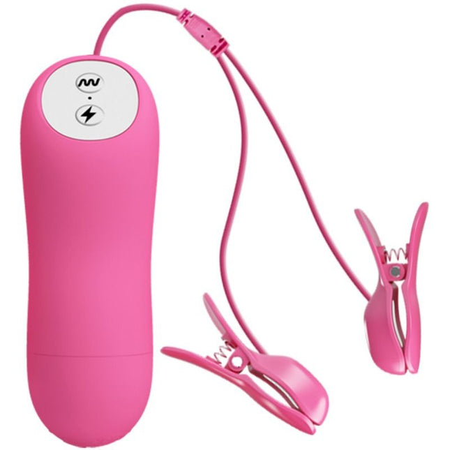 Rosa silikon ferngesteuerter vibrator mit zwei passenden rosa clip aufsätzen aus der baile romantische wellenpizzen serie