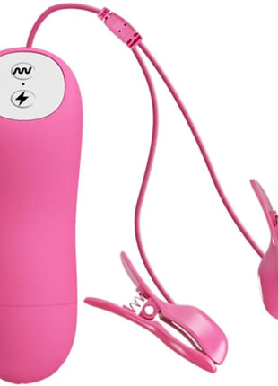 Rosa silikon ferngesteuerter vibrator mit zwei passenden rosa clip aufsätzen aus der baile romantische wellenpizzen serie