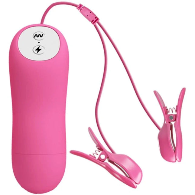 Rosa silikon ferngesteuerter vibrator mit zwei passenden rosa clip aufsätzen aus der baile romantische wellenpizzen serie