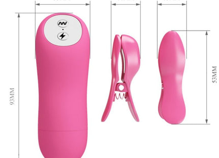 Pink silikon ferngesteuerter vibrator mit weißem bedienfeld und wellen- und blitzsymbolen von baile