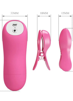 Pink silikon ferngesteuerter vibrator mit weißem bedienfeld und wellen- und blitzsymbolen von baile