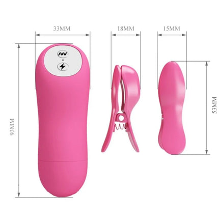 Pink silikon ferngesteuerter vibrator mit weißem bedienfeld und wellen- und blitzsymbolen von baile