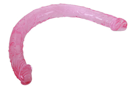 Rosa durchscheinender silikon doppeldildo mit strukturierter oberfläche von baile rosa doppeldong 44,5 cm