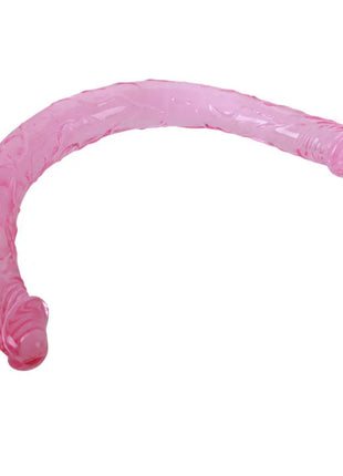 Rosa durchscheinender silikon doppeldildo mit strukturierter oberfläche von baile rosa doppeldong 44,5 cm