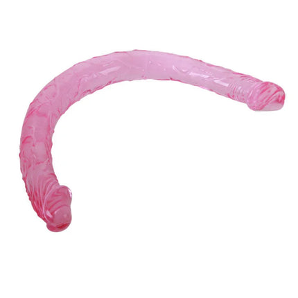 Rosa durchscheinender silikon doppeldildo mit strukturierter oberfläche von baile rosa doppeldong 44,5 cm