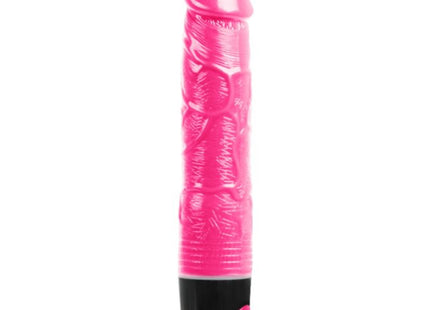 Rosa und schwarzer baile multispeedvibrator mit strukturierter glänzender oberfläche und vibrationsfunktion