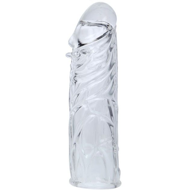 Transparente silikon-penishülle rosa von baile mit strukturierter oberfläche und geformten rillen 13 cm lang