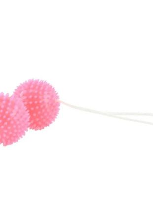 Rosa strukturierte spielkugel 3.6 cm mit stacheln und weißer schnur von baile für tiefes vergnügen