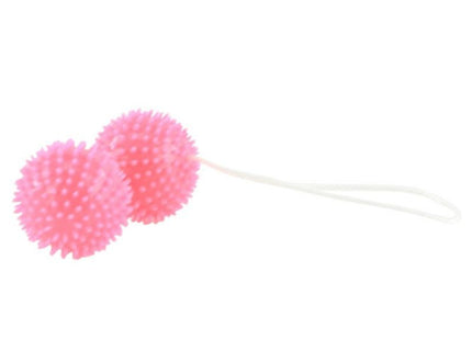 Rosa strukturierte spielkugel 3.6 cm mit stacheln und weißer schnur von baile für tiefes vergnügen